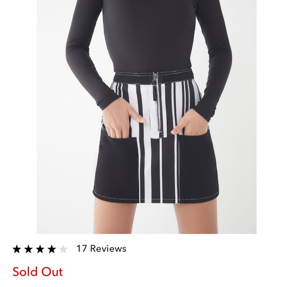 BDG Striped Zip Front Skirt